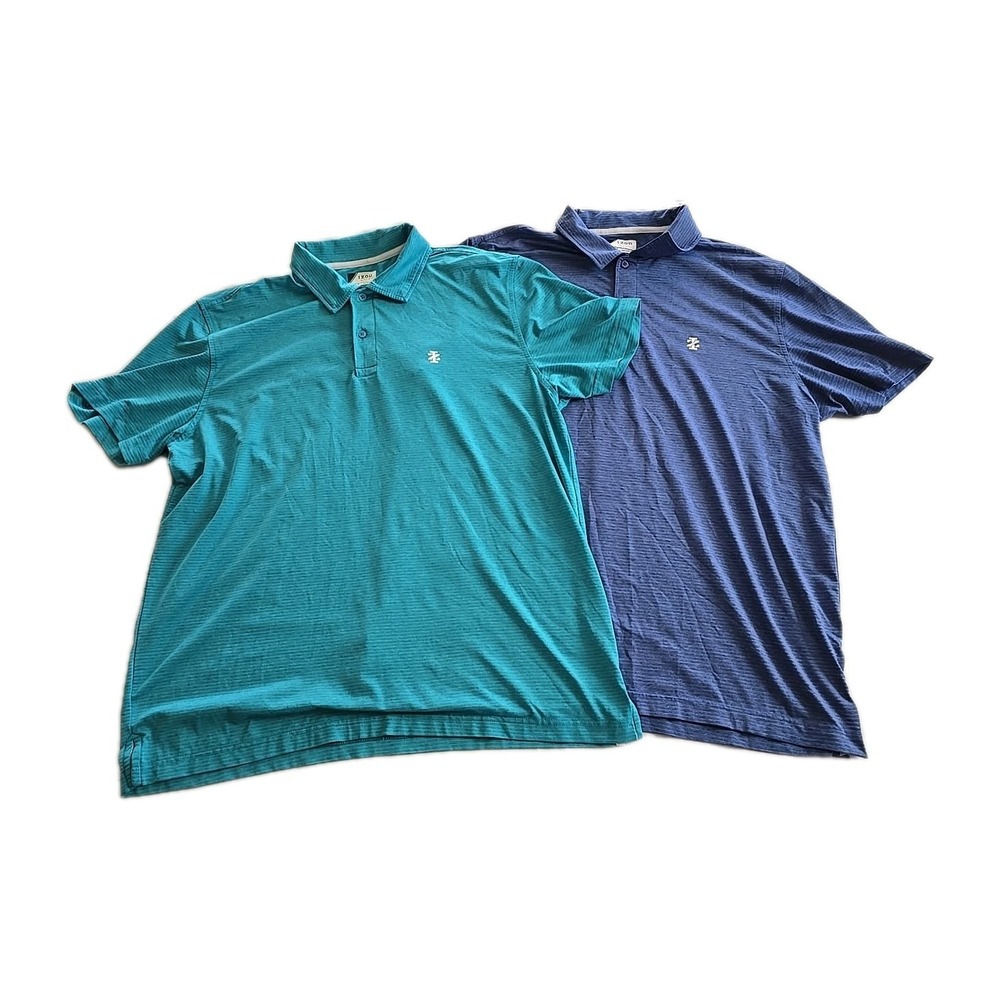 IZOD Golf Lot Of 2 Men's Polo‎ Shirt Large Blue Short Sleeve